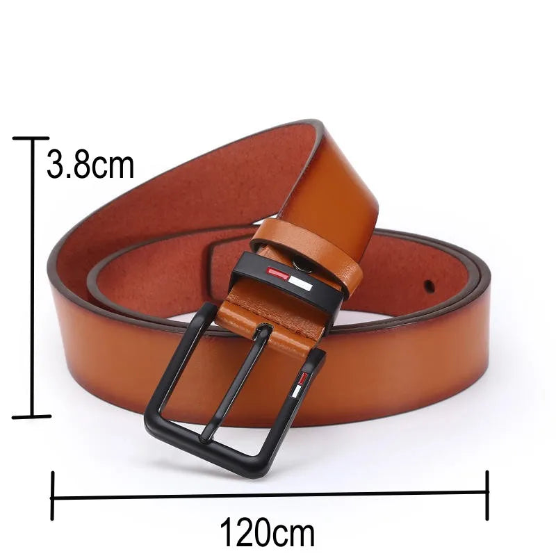 Men's PU Leather Alloy Pin Square Buckle Belt BusinessLeisure Belts 2023 Fashion Black Coffee Brown WaistBelts for Men