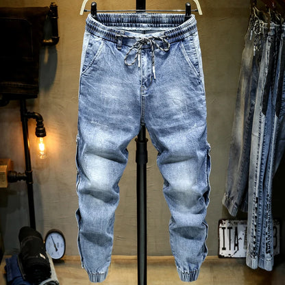 Pantalones vaqueros de gran tamaño para hombre, pantalones harén de pierna ancha, pantalones vaqueros cónicos holgados, pantalones de chándal para hombre, pantalones de cintura elástica estilo hip hop para hombre