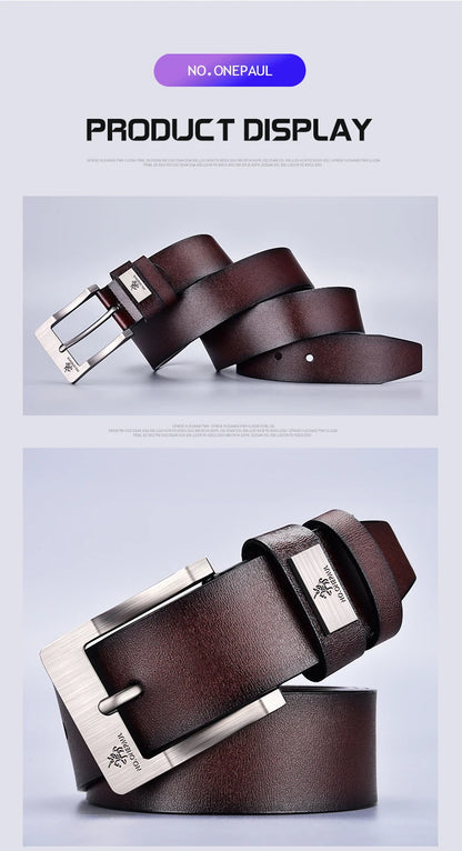 Genuine Leather For Men's High Quality Buckle Jeans Cowskin Casual Belts Business Cowboy Waistband Male Fashion Designer 2022New