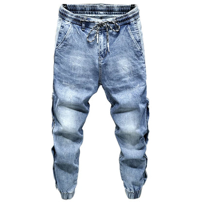 Pantalones vaqueros de gran tamaño para hombre, pantalones harén de pierna ancha, pantalones vaqueros cónicos holgados, pantalones de chándal para hombre, pantalones de cintura elástica estilo hip hop para hombre