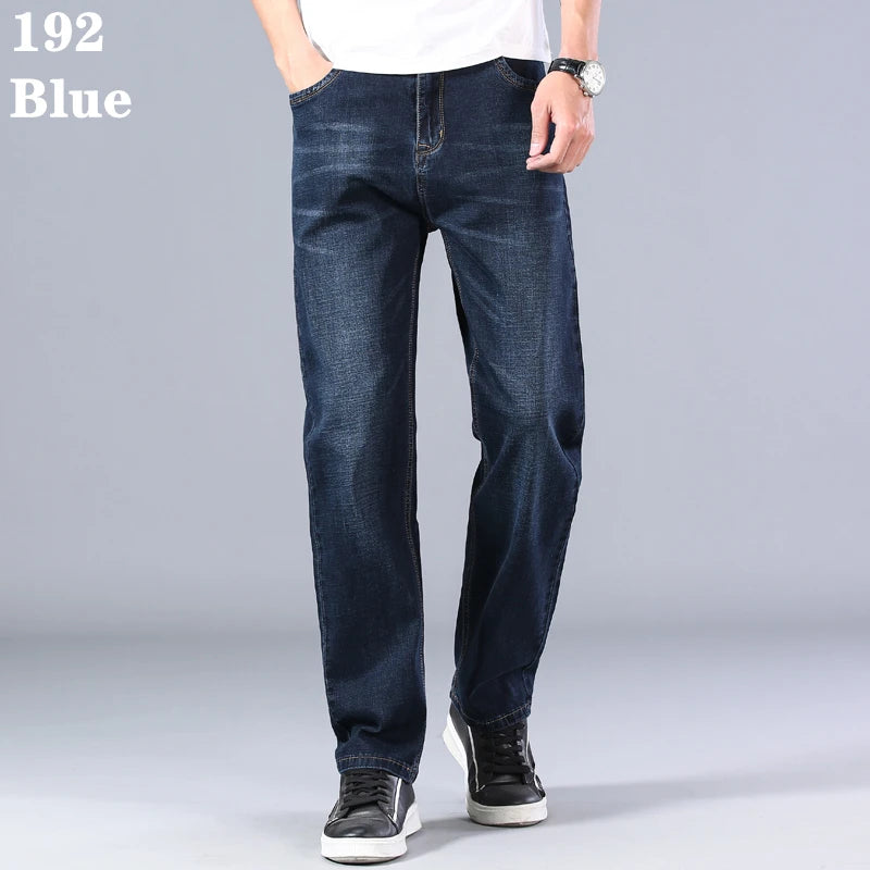 SHAN BAO cotton stretch men's straight loose loose summer thin jeans 2022 spring classic brand casual lightweight jeans blue