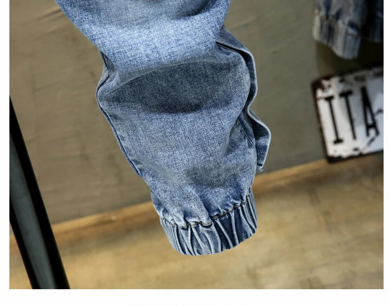 Pantalones vaqueros de gran tamaño para hombre, pantalones harén de pierna ancha, pantalones vaqueros cónicos holgados, pantalones de chándal para hombre, pantalones de cintura elástica estilo hip hop para hombre