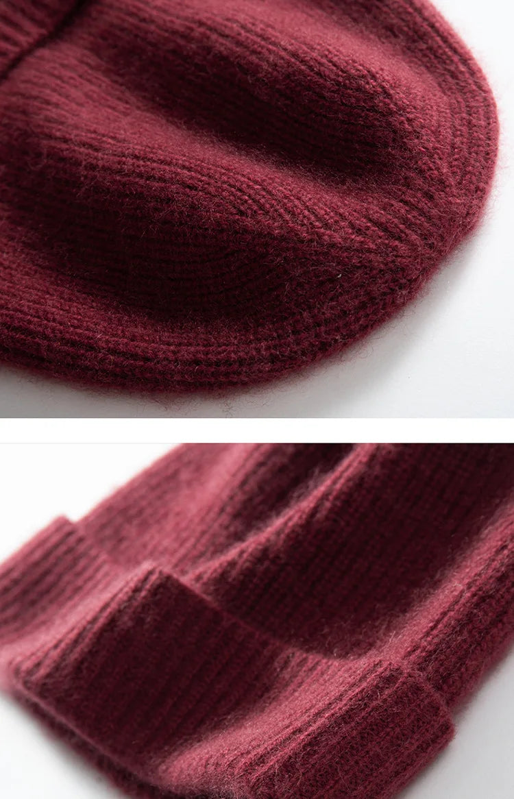 New High Quality 100% Cashmere Knitted Hat for Women and Men Casual Beanie Hat Cap Winter Soft Warm Cashmere Caps Unisex