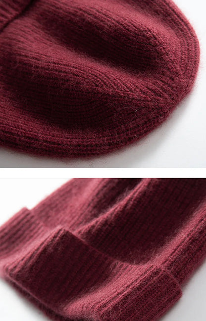 Gorro de punto de cachemira 100 % nuevo de alta calidad para mujeres y hombres, gorro informal, gorro de invierno suave y cálido, gorro de cachemira unisex