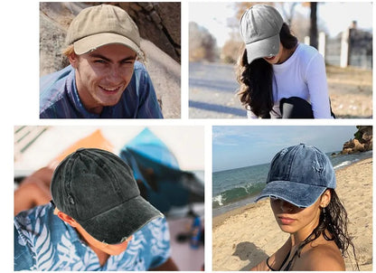 Distressed Baseball Cap Dad Hats for Men Women Vintage Washed Cotton Trucker Hat Adjustable Low Profile Unisex Style Headwear