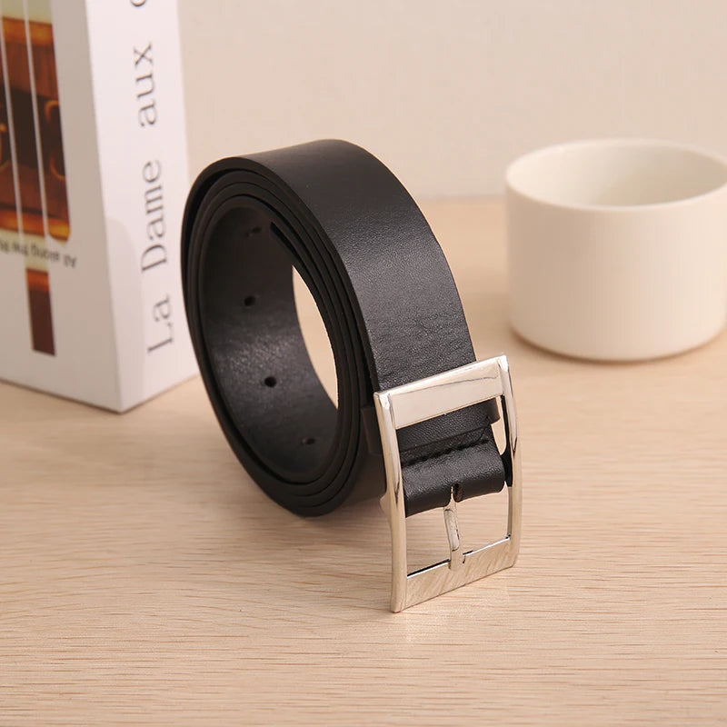 New Luxury Belt for Men PU Leather Belt Metal Pin Buckle High Quality Famous Brand Designer Waist Strap Belts for Jeans Men Belt