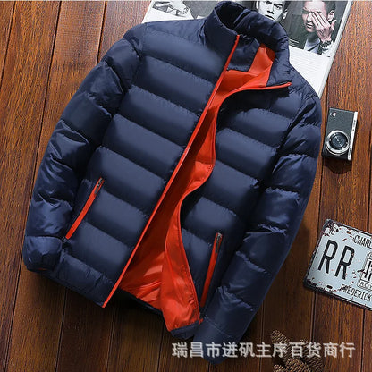 Winter Men's Loose-Fit Plus Size Cropped Cotton Coat Korean Style Slimming Fleece-Lined Cotton Padded Jacket Thickened Jacket