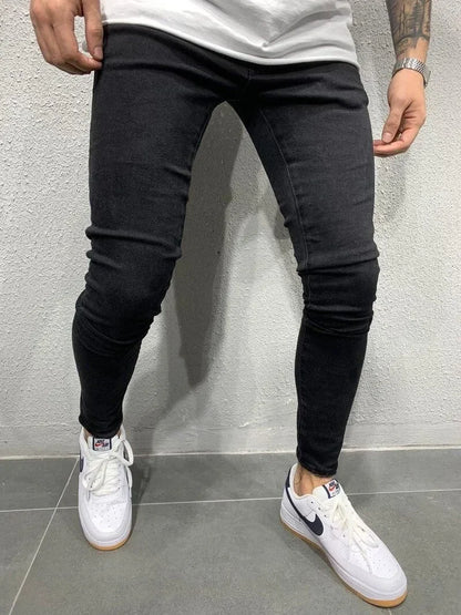 Punk Skinny Men's Jeans Slim Denim Pants Pencil Denim Trousers Plus Size Pants Men Skinny Ripped Hole Patchwork Jeans Streetwear