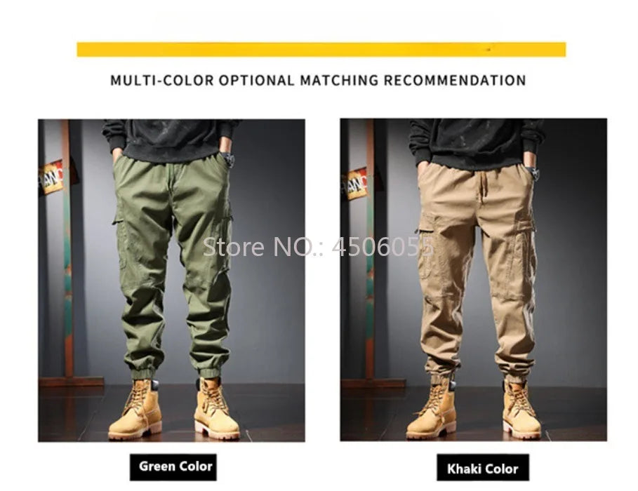 Loose Cargo Joggers Cotton Sweatpants Black Khaki Plus Size 5XL 6XL 8XL Safari Trousers Oversize Ankle Length Boys Harem Clothes