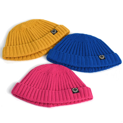 Gorro de punto estilo hip hop para hombre y mujer, gorro de invierno cálido, sin ala, holgado, con puños, estilo pescador