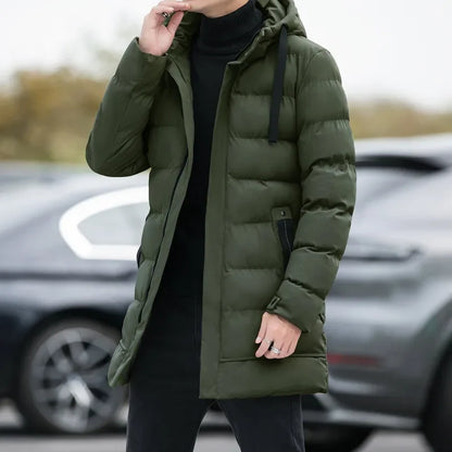 Thickened Medium-length Winter Cotton Coat Hooded Unisex Padded Jacket Korean Style Down Cotton Filled Winter Top Layers