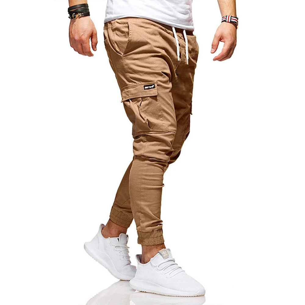 Men Pants Thin Fashion Casual Jogger Pencil Pants Streetwear Cargo Pants Multi-pockets Hip Hop Trousers Fitness Gyms Sweatpants