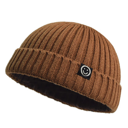 Gorro de punto estilo hip hop para hombre y mujer, gorro de invierno cálido, sin ala, holgado, con puños, estilo pescador