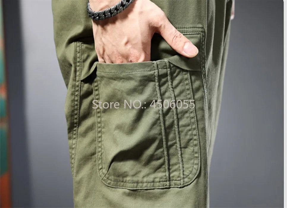 Loose Cargo Joggers Cotton Sweatpants Black Khaki Plus Size 5XL 6XL 8XL Safari Trousers Oversize Ankle Length Boys Harem Clothes