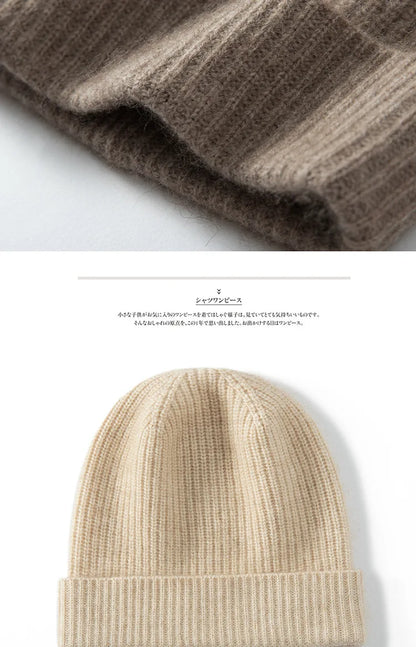 New High Quality 100% Cashmere Knitted Hat for Women and Men Casual Beanie Hat Cap Winter Soft Warm Cashmere Caps Unisex