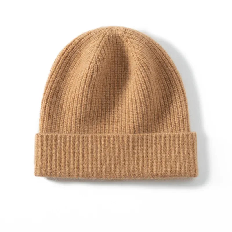 Gorro de punto de cachemira 100 % nuevo de alta calidad para mujeres y hombres, gorro informal, gorro de invierno suave y cálido, gorro de cachemira unisex