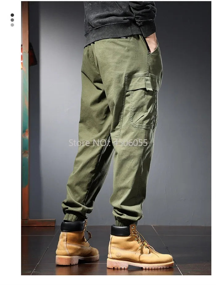 Loose Cargo Joggers Cotton Sweatpants Black Khaki Plus Size 5XL 6XL 8XL Safari Trousers Oversize Ankle Length Boys Harem Clothes