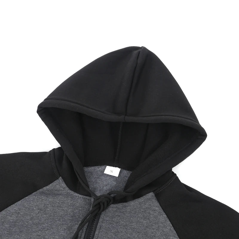 Nueva sudadera con capucha de color block con cremallera para hombre con estilo informal y duradero para otoño/invierno, sudadera con mangas raglán para hombre