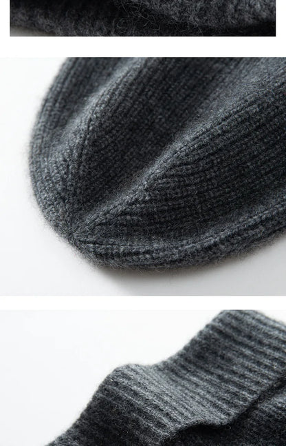 New High Quality 100% Cashmere Knitted Hat for Women and Men Casual Beanie Hat Cap Winter Soft Warm Cashmere Caps Unisex