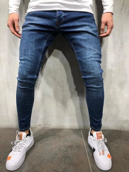 Pantalones vaqueros ajustados punk para hombre, pantalones vaqueros ajustados, pantalones vaqueros ajustados tipo lápiz, pantalones de talla grande para hombre, pantalones vaqueros ajustados con agujeros rasgados y parches, ropa de calle