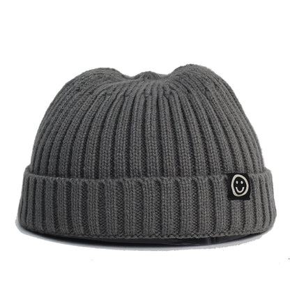 Gorro de punto estilo hip hop para hombre y mujer, gorro de invierno cálido, sin ala, holgado, con puños, estilo pescador