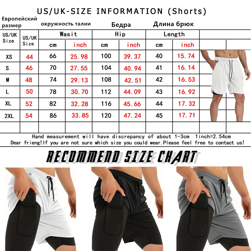 Anime Compression Shorts Summer Sportswear Men GYM 2 In 1 Training Workout Male Fitness Sport Shorts