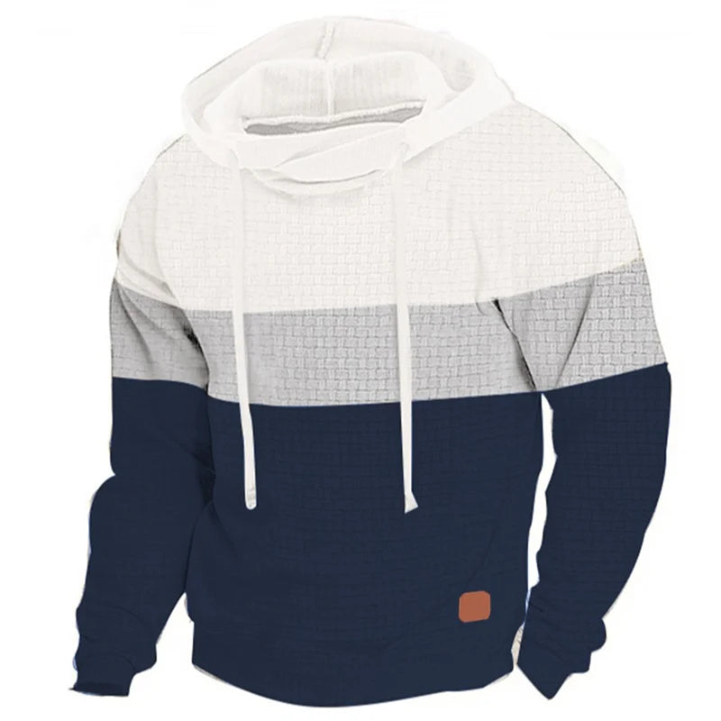 Sudadera con capucha de patchwork para hombre, ropa deportiva informal para exteriores, moda urbana, sudadera con capucha térmica de polar para hombre, otoño invierno, color negro