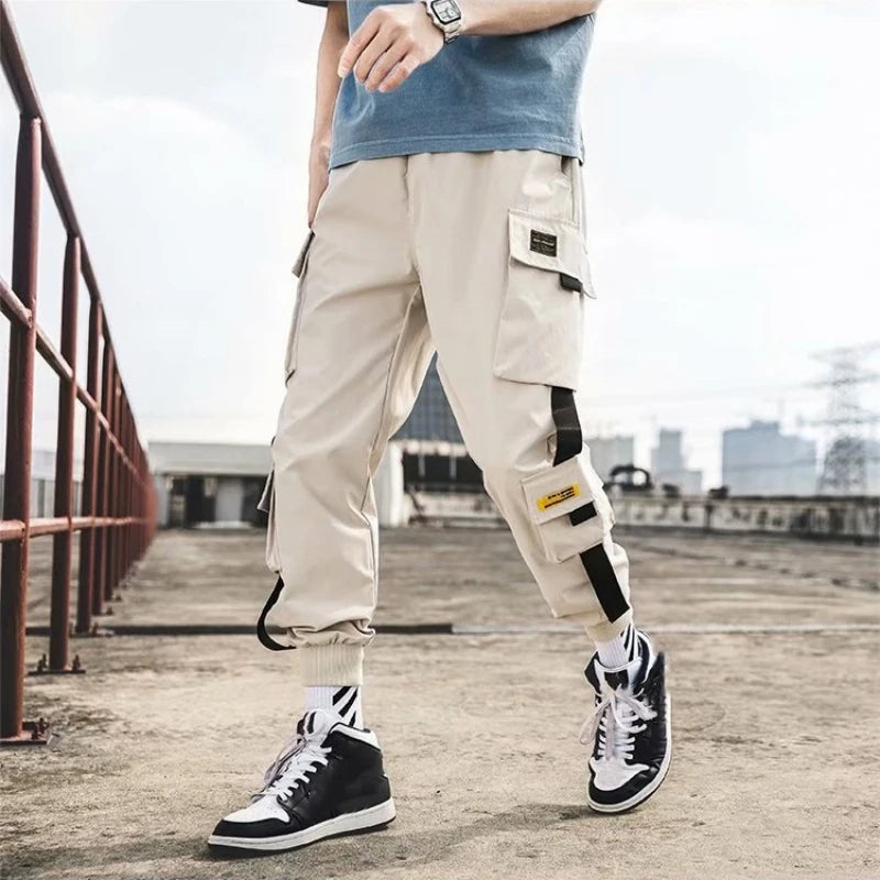 New Hip Hop Joggers Cargo Pants Men Harem Pants Multi-Pocket Ribbons Man Sweatpants Streetwear Casual Mens Pants Trousers M-6XL