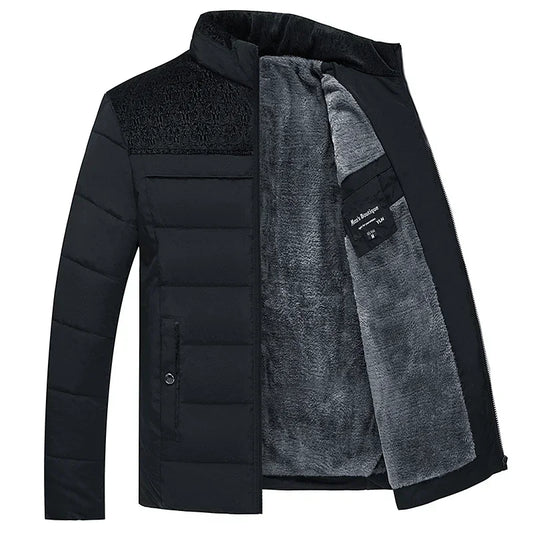 Parkas gruesas de felpa para hombre, chaqueta de invierno con cuello alto, abrigo Parker para hombre, abrigo grueso y cálido con cremallera, abrigo acolchado para hombre