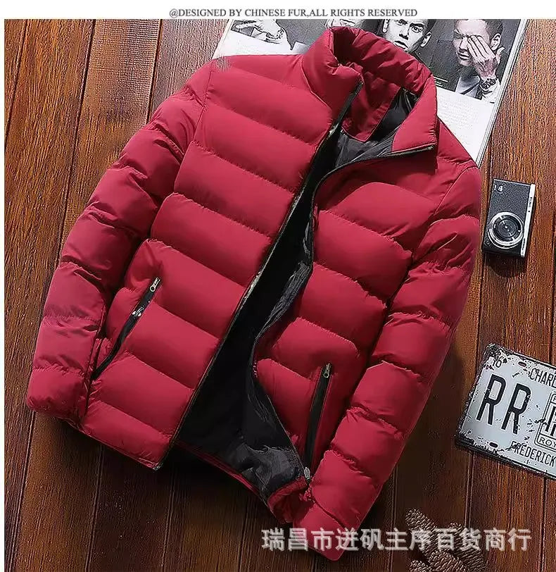 Winter Men's Loose-Fit Plus Size Cropped Cotton Coat Korean Style Slimming Fleece-Lined Cotton Padded Jacket Thickened Jacket