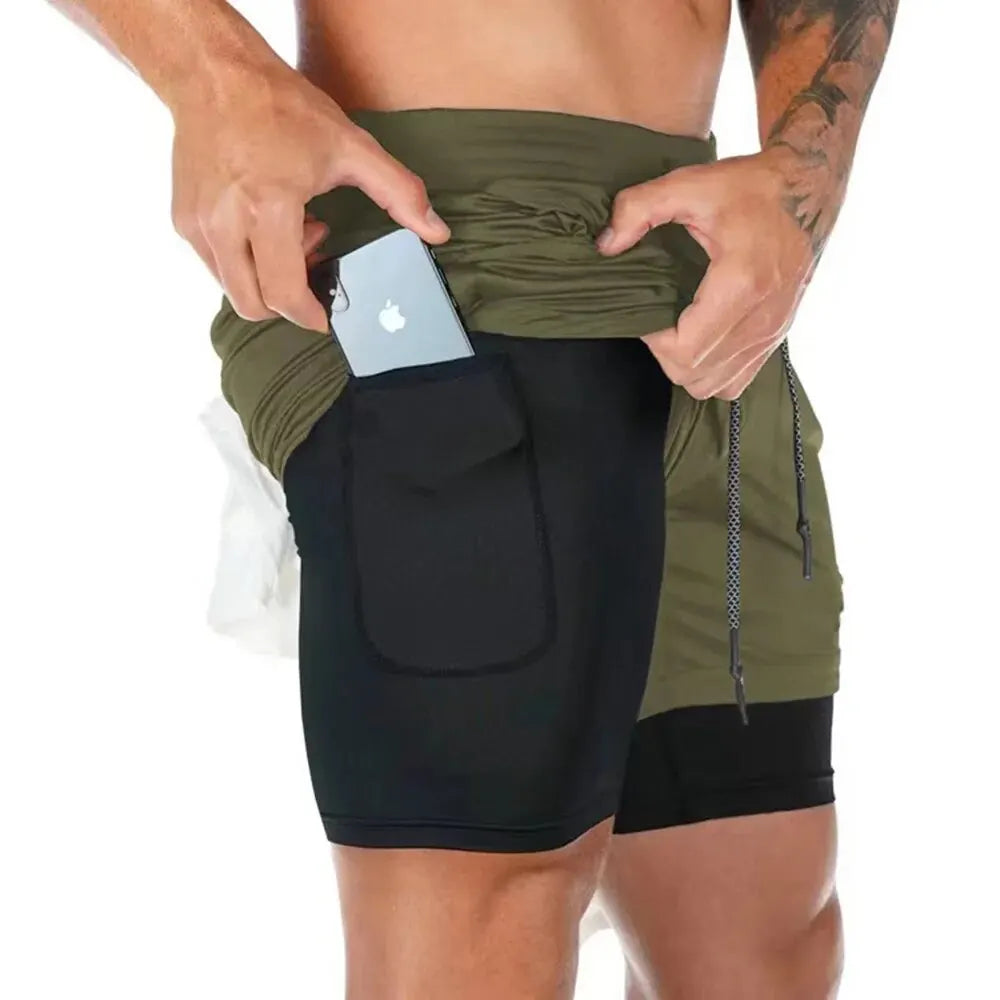 Pantalones cortos de gimnasio para hombre, pantalones cortos para correr con bolsillos interiores, presilla para toalla, pantalones cortos deportivos ligeros de secado rápido para entrenamiento para hombre