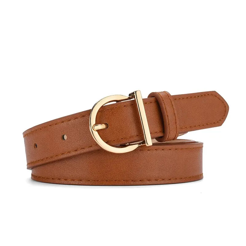 Women's Belt Fashion Pin Buckle Thin Belt Genuine Luxury Soft Belt Women with Cargo Pants Jeans Windproof Belt PU Leather Belt