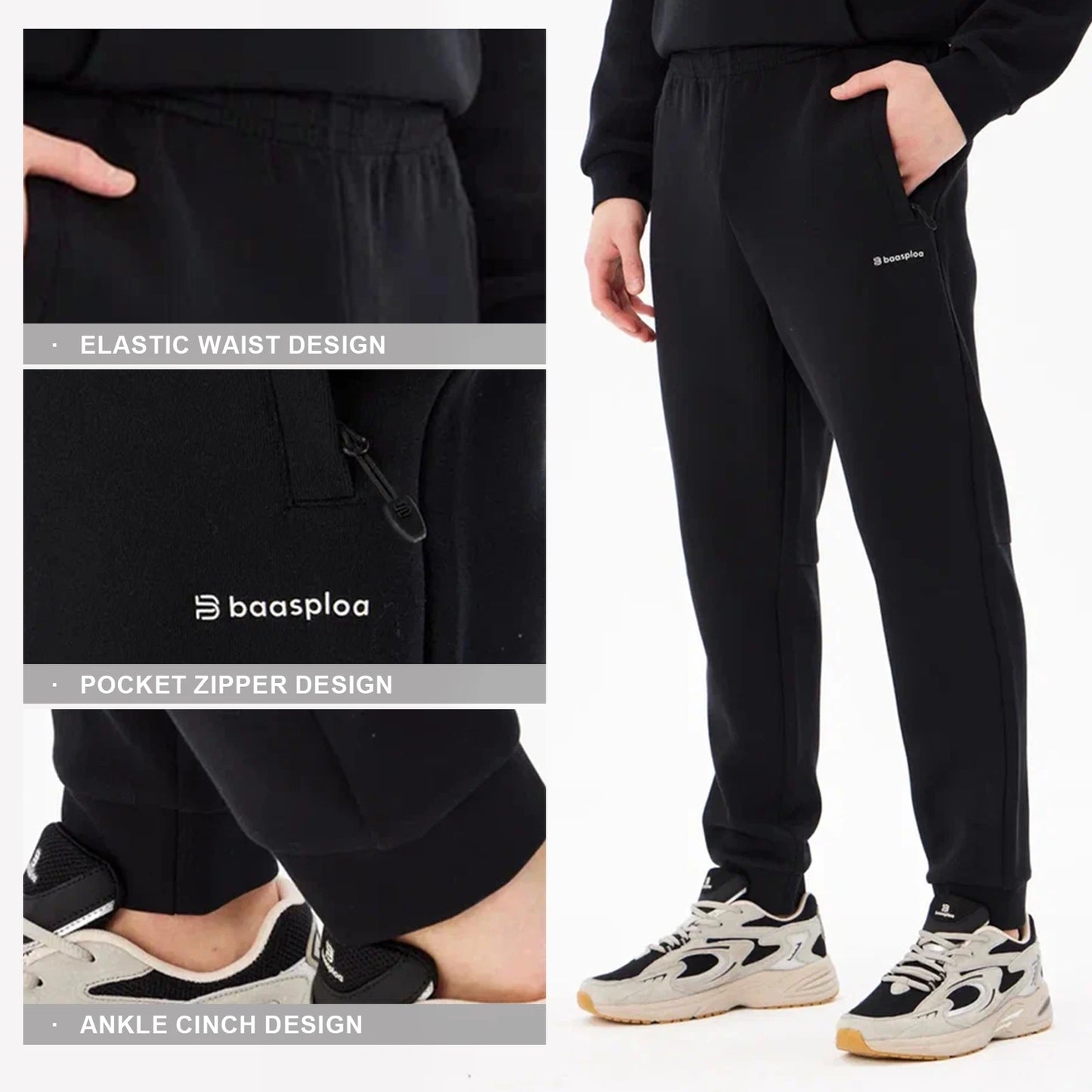 2024 Baasploa Men Breathable Sweatpants Casual Comfortable Soft Training Fitness Pants Man Cotton Sports Trousers XXXL