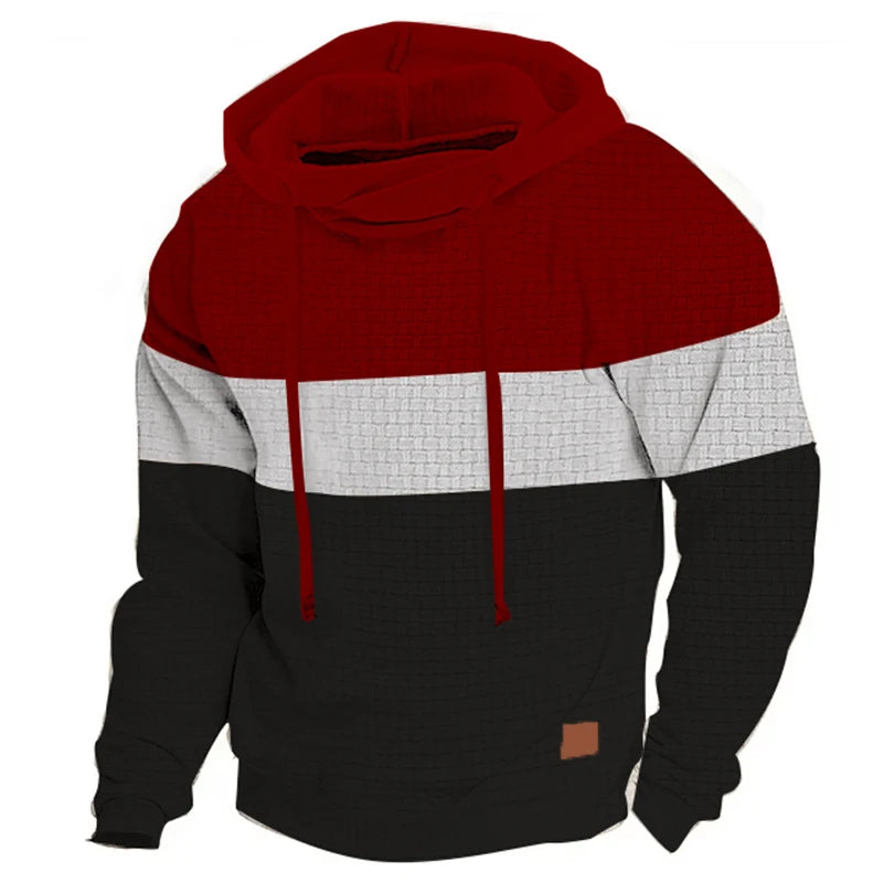 Sudadera con capucha de patchwork para hombre, ropa deportiva informal para exteriores, moda urbana, sudadera con capucha térmica de polar para hombre, otoño invierno, color negro