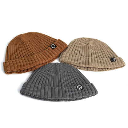 Gorro de punto estilo hip hop para hombre y mujer, gorro de invierno cálido, sin ala, holgado, con puños, estilo pescador