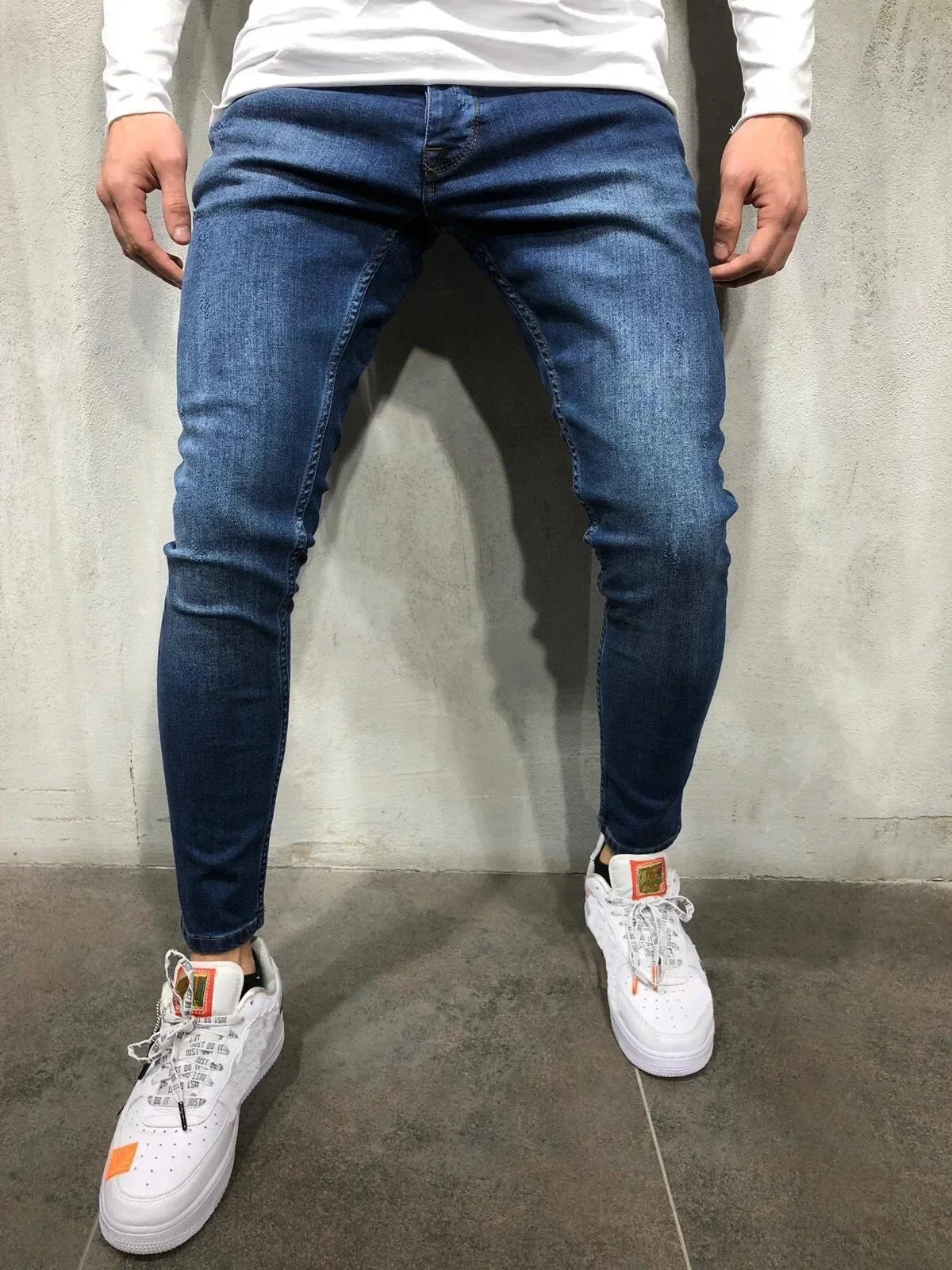 Punk Skinny Men's Jeans Slim Denim Pants Pencil Denim Trousers Plus Size Pants Men Skinny Ripped Hole Patchwork Jeans Streetwear