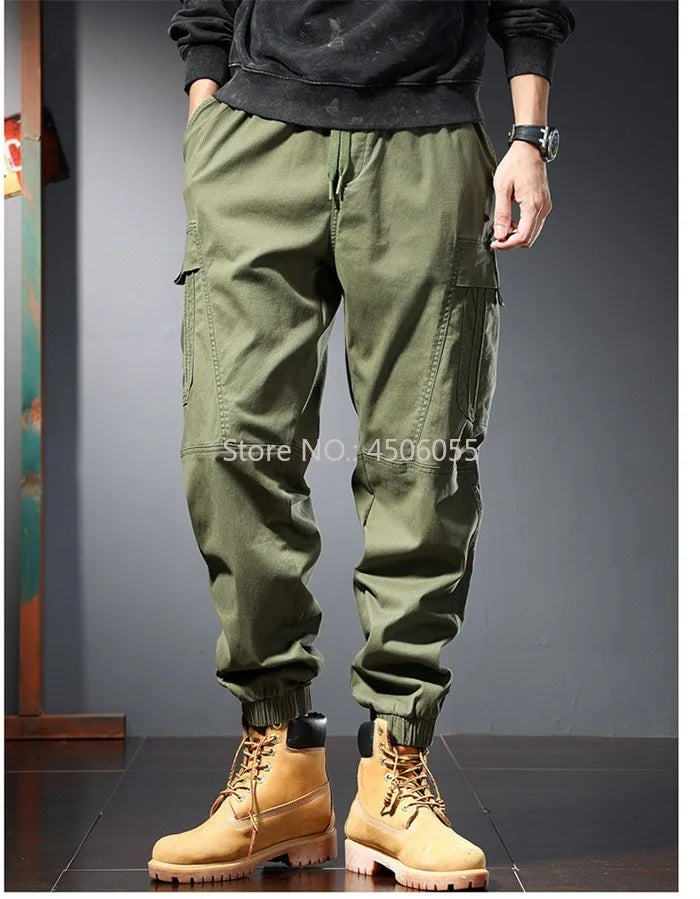 Loose Cargo Joggers Cotton Sweatpants Black Khaki Plus Size 5XL 6XL 8XL Safari Trousers Oversize Ankle Length Boys Harem Clothes