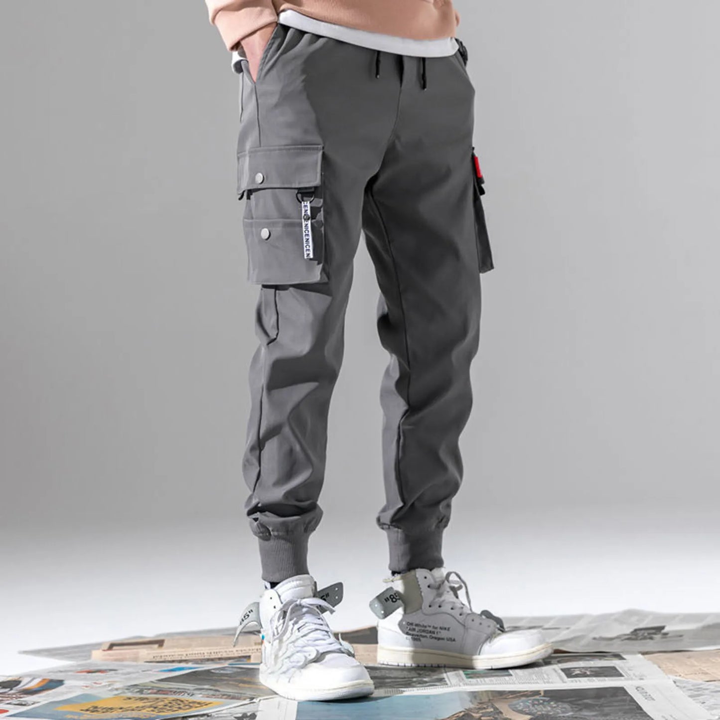 Fashionable Men's Joggers Sports Pants Multiple Pockets Casual Cotton Cargo Pants Gym Sweatpants Trousers Men's Long Pants