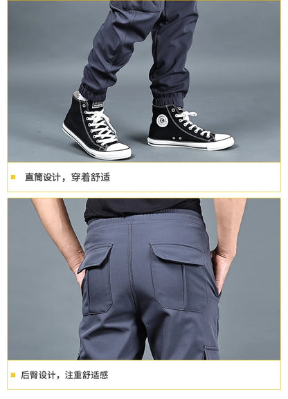 Winter Men Pants Thick Fleece Joggers Multi Pocket Loose Sport Trousers Male Casual Warm Sweatpants Cargo Pants M-6XL