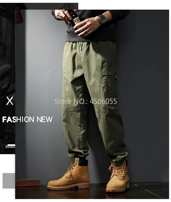 Loose Cargo Joggers Cotton Sweatpants Black Khaki Plus Size 5XL 6XL 8XL Safari Trousers Oversize Ankle Length Boys Harem Clothes