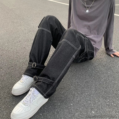 Wide Leg Jeans Men loose Hip Hop Casual Men's Straight Baggy Denim Pants Streetwear Skateboard Pant Neutral Trousers Plus Size