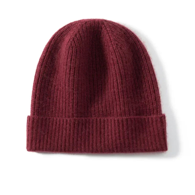 Gorro de punto de cachemira 100 % nuevo de alta calidad para mujeres y hombres, gorro informal, gorro de invierno suave y cálido, gorro de cachemira unisex