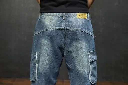 Male Denim Shorts with Pockets Men's Short Jeans Pants Knee Length Long Half Ripped Streetwear Blue Harajuku Jorts Trend 2024 Xl