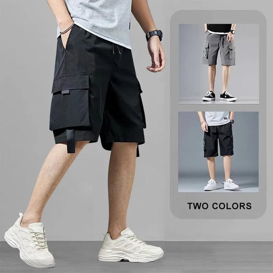 Pantalones cargo casuales de nueva moda para hombre 2023, bolsillos grandes, tamaño regular, para correr, uso diario con bermudas, estilo retro de los años 90