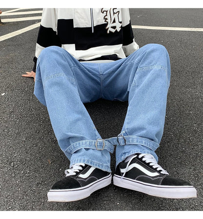 Wide Leg Jeans Men loose Hip Hop Casual Men's Straight Baggy Denim Pants Streetwear Skateboard Pant Neutral Trousers Plus Size