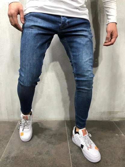 Punk Skinny Men's Jeans Slim Denim Pants Pencil Denim Trousers Plus Size Pants Men Skinny Ripped Hole Patchwork Jeans Streetwear