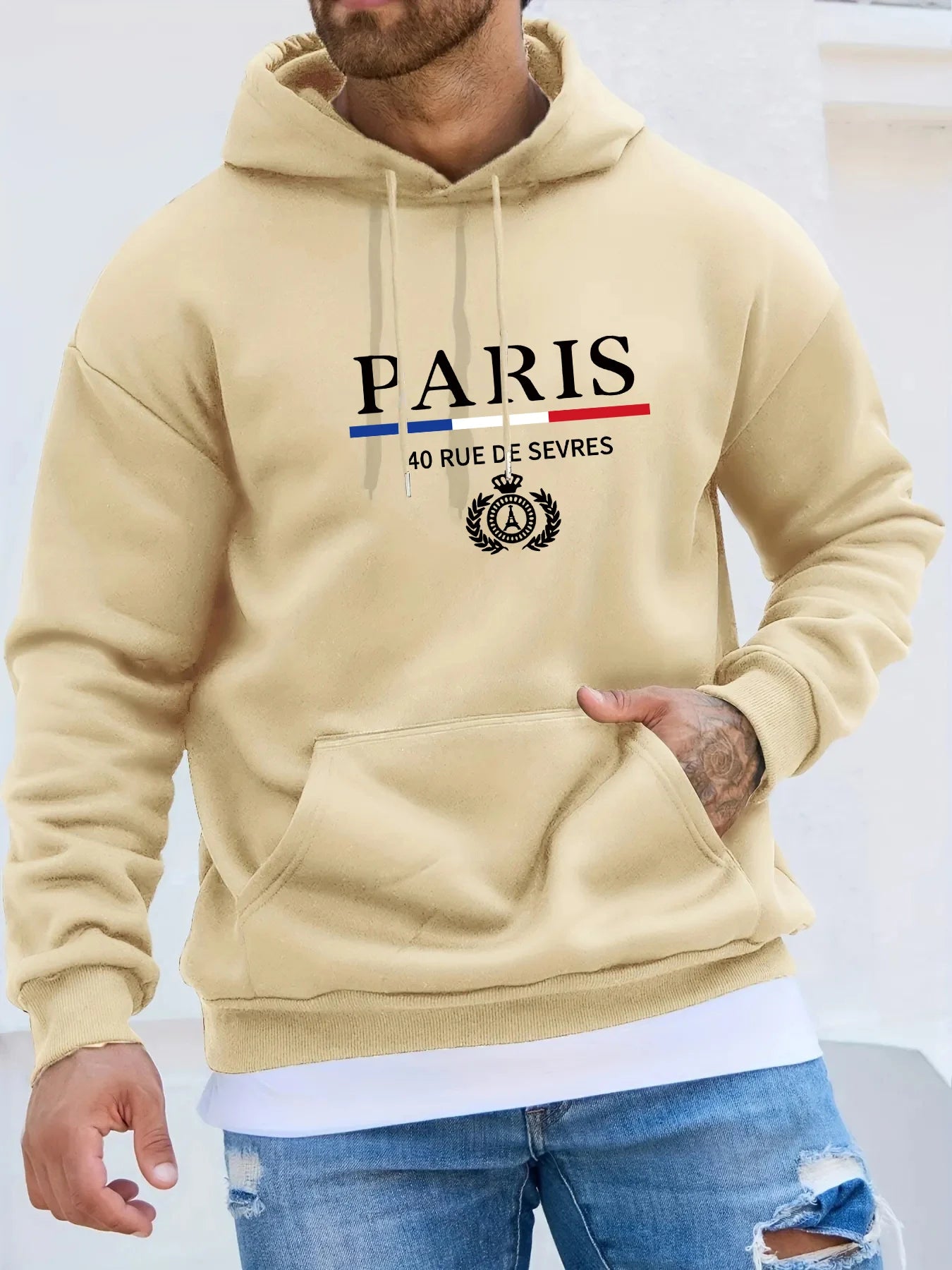 Men's Autumn Winter Long Sleeved Sweater PARIS Hooded Sports Brand Hooded Sweater Sports Cotton Fleece Men Pullovers Hip Hop