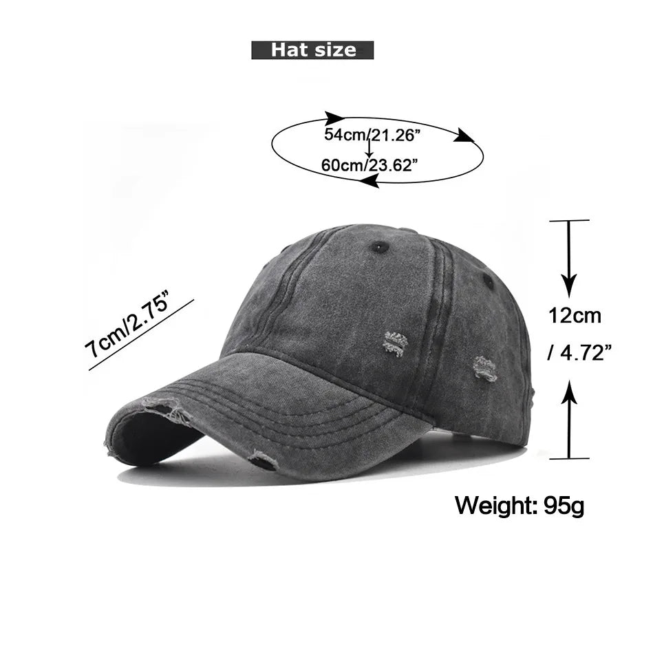 Distressed Baseball Cap Dad Hats for Men Women Vintage Washed Cotton Trucker Hat Adjustable Low Profile Unisex Style Headwear