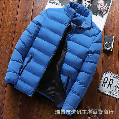 Winter Men's Loose-Fit Plus Size Cropped Cotton Coat Korean Style Slimming Fleece-Lined Cotton Padded Jacket Thickened Jacket