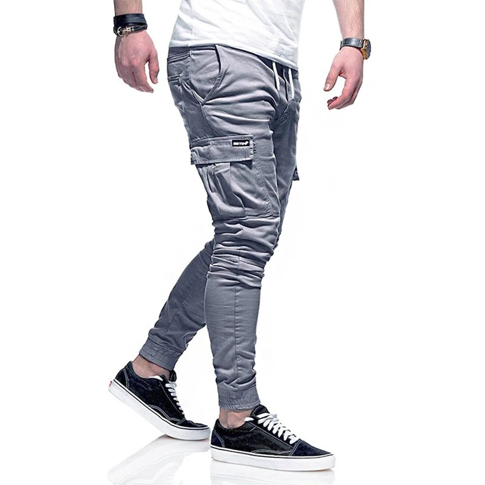 Men Pants Thin Fashion Casual Jogger Pencil Pants Streetwear Cargo Pants Multi-pockets Hip Hop Trousers Fitness Gyms Sweatpants